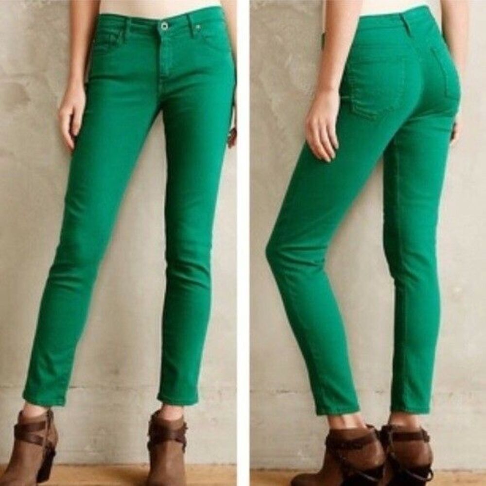 AG Adriano Goldschmied The Stevie Ankle Slim Straight Jean in Green Sz 26 NWT!!